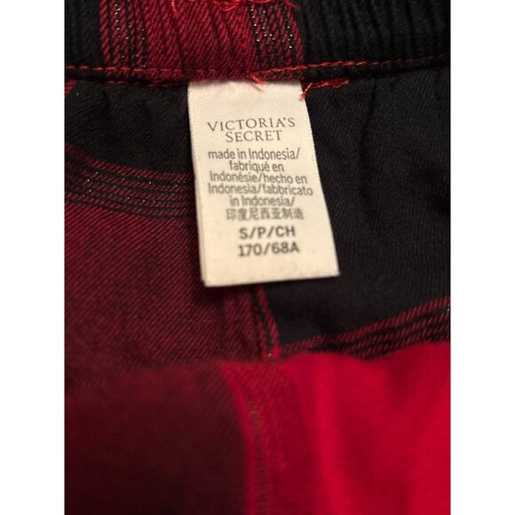 Victorias Secret Womens Plaid Shirt & Sherpa Shorts Set S Red & Black - Picture 3 of 11